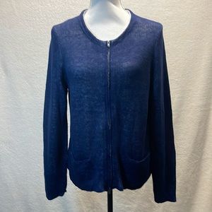 Eileen Fisher Organic Linen Full Zip Cardigan L